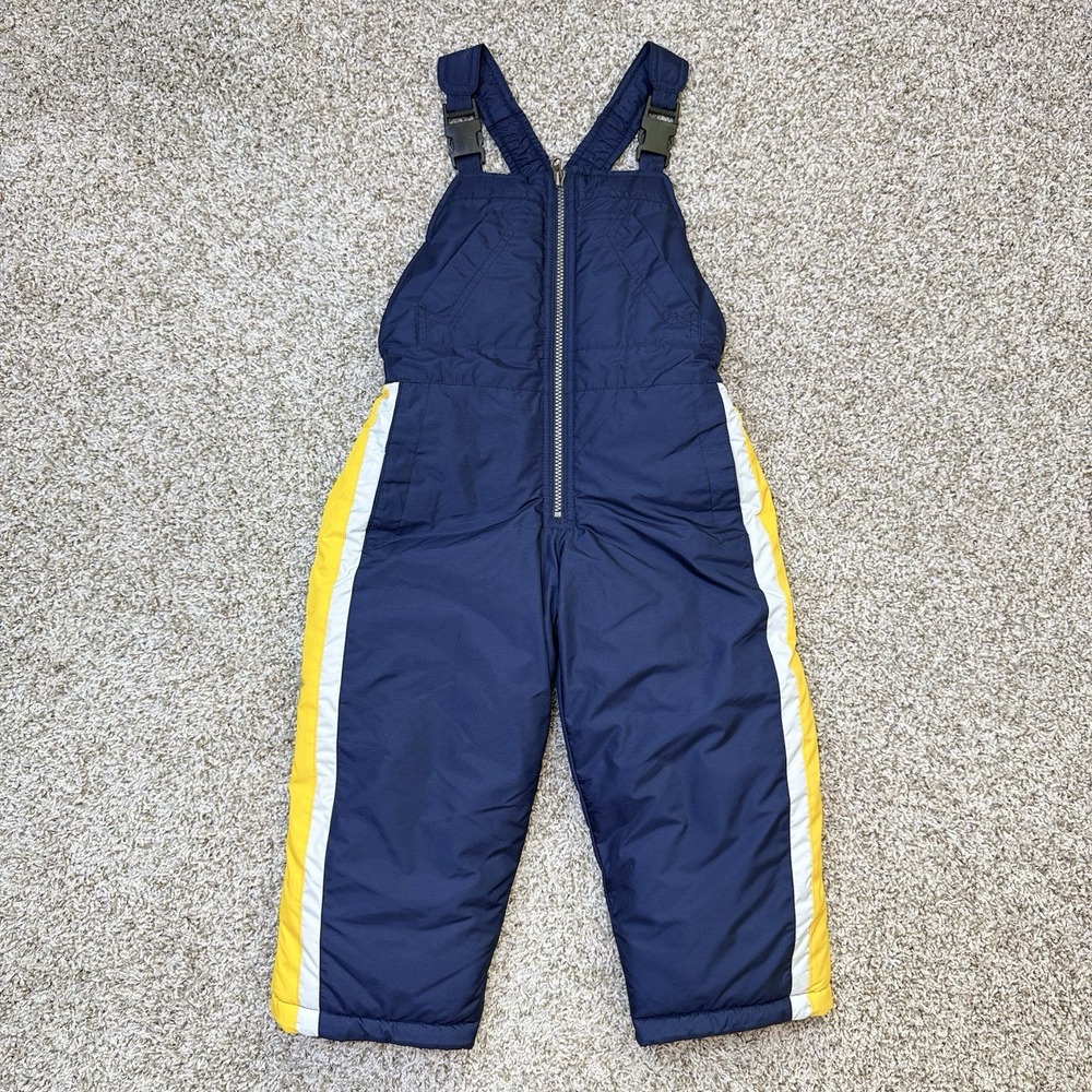 VTG Y2K OshKosh Boys Snow Bibs Size 5 Navy Ski Pants Insulated Winter Overalls